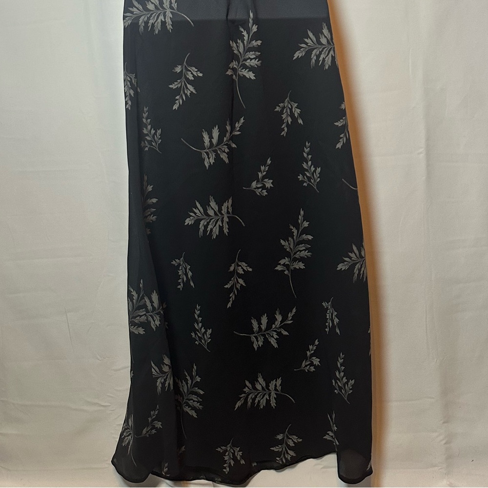 Vintage Victorias Secret Silk Maxi Slip Dress Y2K Leaf Print Sheer Long - Picture 6 of 13